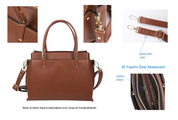 Bagacar 832 Taba Suni Deri Bayan Çapraz El ve Omuz Çantası - 7