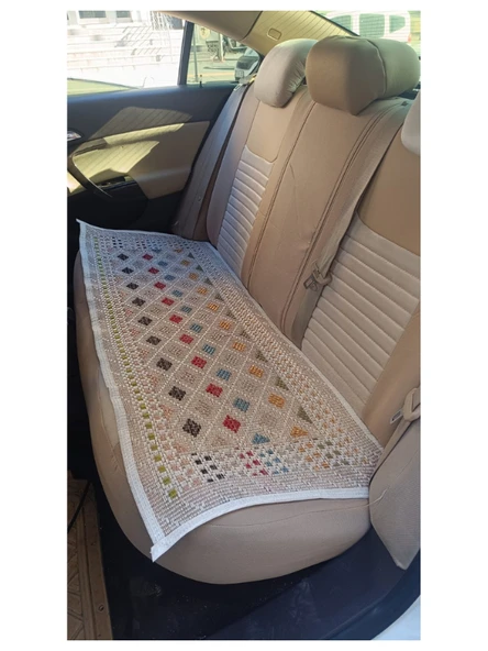 Drexpress Lastikli Üniversal Tüm Araçlar Için Oto Koltuk Kılıfı Hasır Koruyucu Terletme Yapmaz 3 Parça Desen Değişkendir - 6