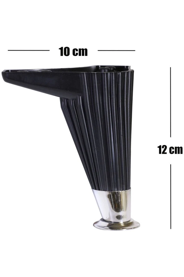 Mobilya- Tv Ünitesi- Komidin -sehpa Ayağı Wetra Siyah Krom 12 Cm 4 Adet - Resim 3