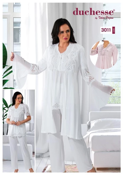 Duchesse 3011 Hamile Lohusa 3 Lü Pijama Sabahlık - 4