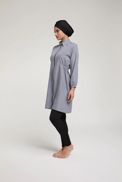 Chelly Kadın Likralı Fermuarlı Tam Kapalı Tesettür Mayo T 3400 - T 3405 - Resim 7