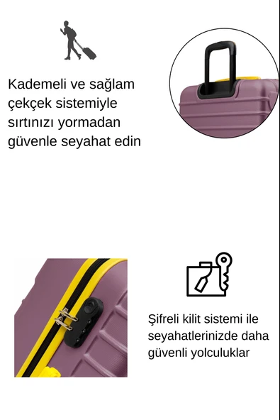 2'li Valiz Seti Orta Boy - Kabin Boy Rose 1168 - Resim 4