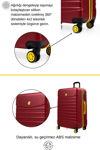 Kabin Boy Valiz 4x2 Teker Bordo 1168 - 2