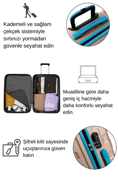 Kabin Boy Valiz 4x2 Teker Altın 1167 - Resim 4