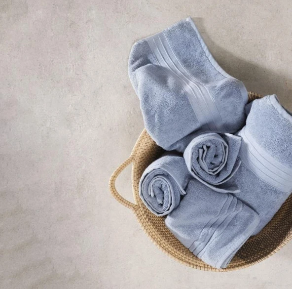 Karacahome Aquasoft Mavi %100 Pamuk 50x90 Havlu - 2