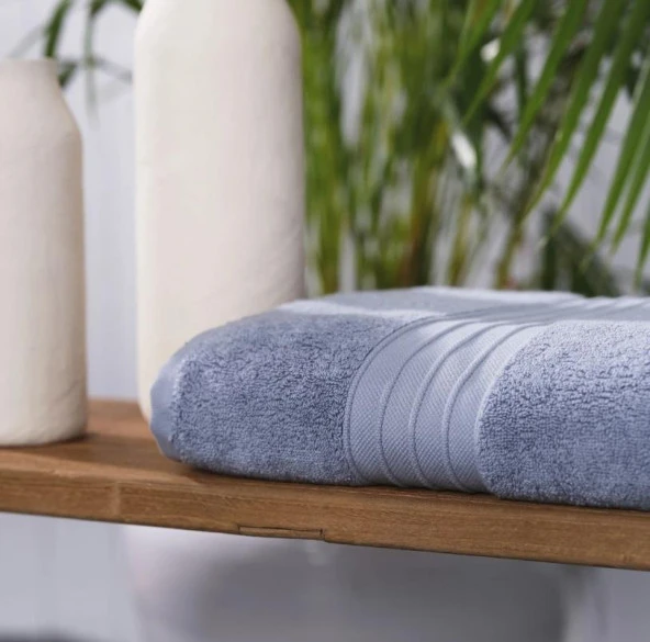 Karacahome Aquasoft Mavi %100 Pamuk 50x90 Havlu - 3