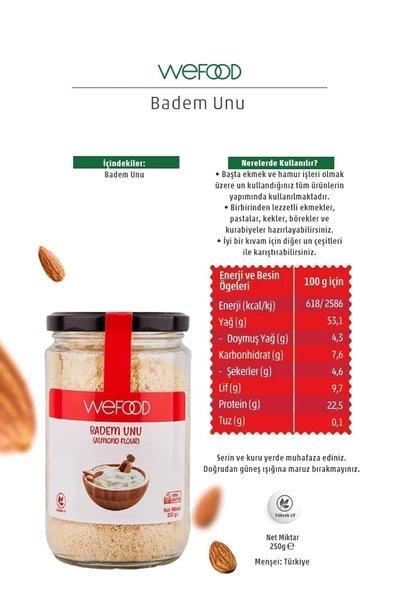 Wefood Glutensiz Badem Unu 250 gr 2'li - 3