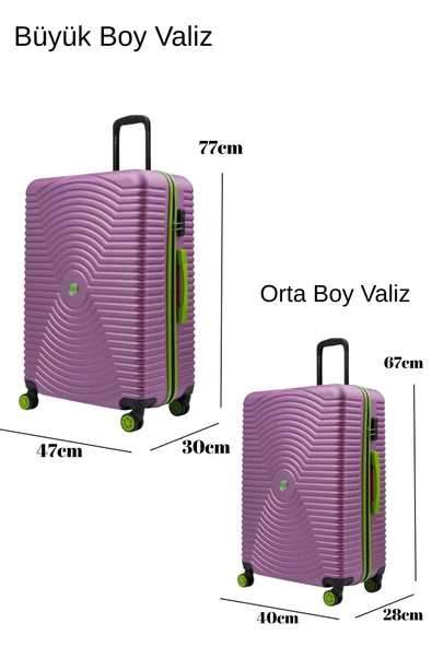 2'li Valiz Seti Büyük Boy - Orta Boy Rose 1169 - Resim 7