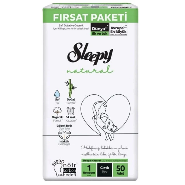 Sleepy Bebek Bezi Natural Yenidoğan 2-5 Kg 50'Li