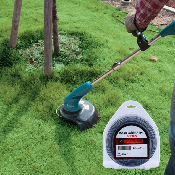 Motorlu Tırpan Kare Misina 3.5 mm 37 Metre Çim Profesyonel Ot Biçme Teli Extra - 4