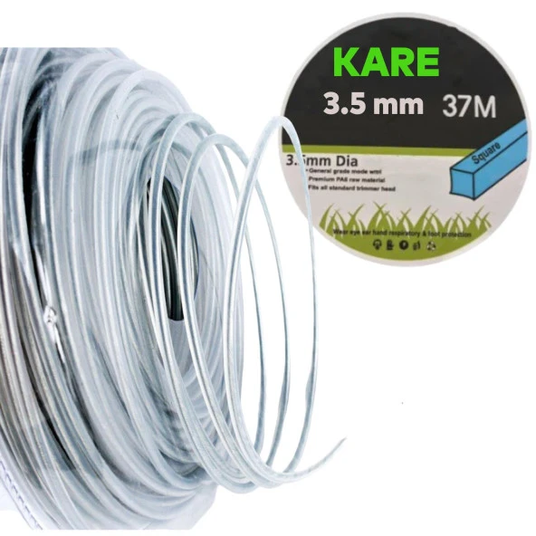 Motorlu Tırpan Kare Misina 3.5 mm 37 Metre Çim Profesyonel Ot Biçme Teli Extra - 5