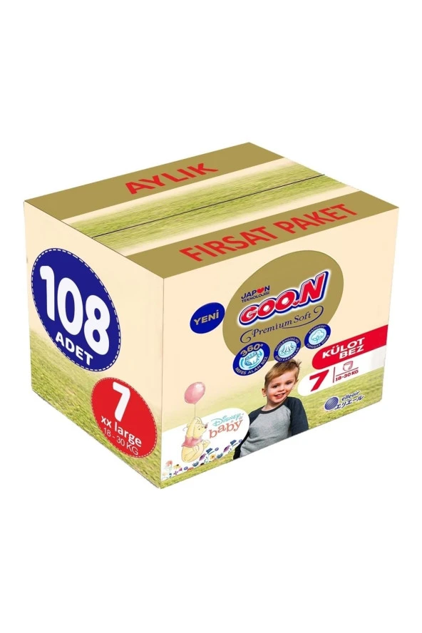 Goo.n Goon Premium Soft Külot Bebek Bezi Beden:7 (18-30kg) Xx Large 108 Adet Aylık Fırsat Pk