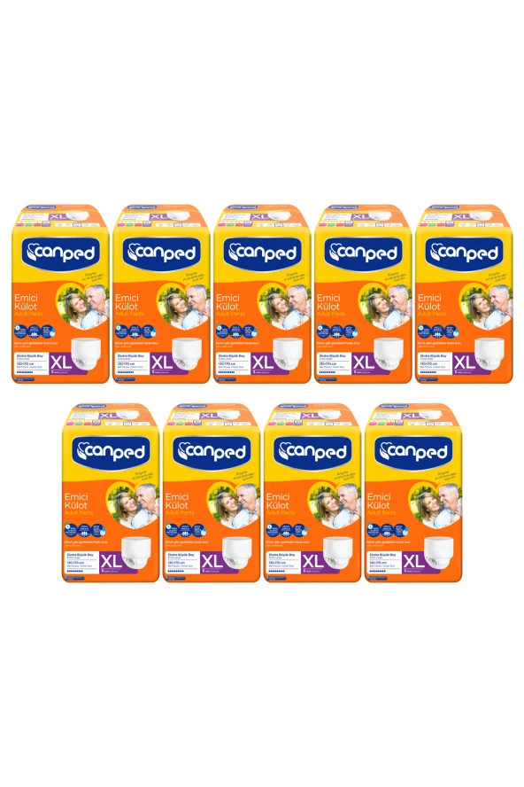 Canped Emici Külot Ekstra Büyük Boy (XL) 130-170 cm 9 Paket 72 Adet