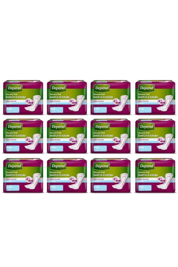 Depend Kadın Mesane Pedi Normal 6'lı 12 Paket - 1