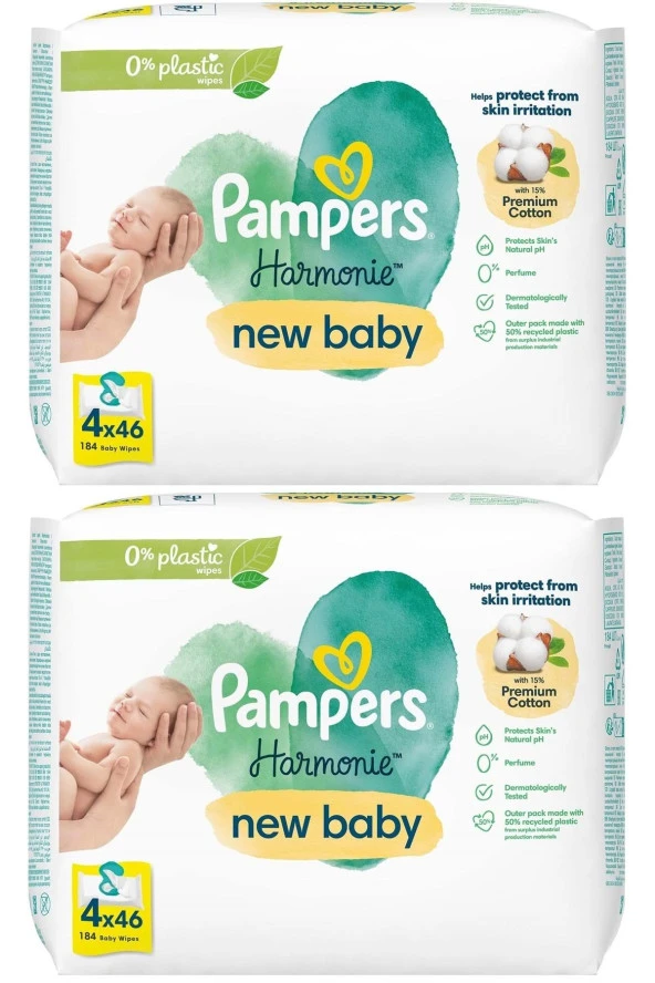 Prima Pampers Harmonie Islak Havlu Mendil Aqua Pure Yeni Doğan-New Baby (8 Li Set) (368 Yaprak)