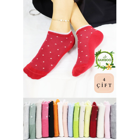 Kadın Çorap Kaliteli (4 ADET / ÇİFT) Dikişsiz Parfümlü Kısa Model Bambu Patik Çorap