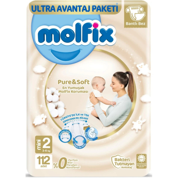 Molfix Pure&Soft Bebek Bezi Beden:2 (3-6Kg) Mini 112 Adet Ultra Avantaj