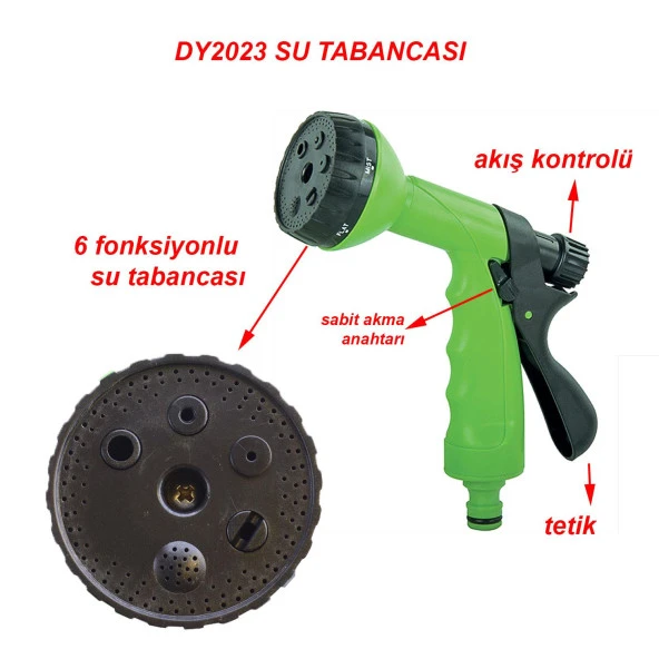 Bahçe Sulama Tabancası Tetikli Ayarlı Tabanca Otomatik 6 Fonksiyonlu - 3