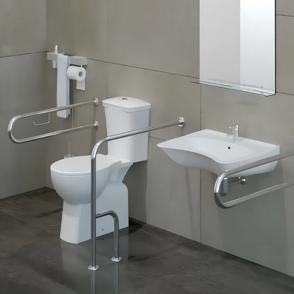 Turavit Engelli Beyaz Kanallı Alttan Klozet Takımı ENG1603, Nkp İpek Yavaş Kapak ürün görseli