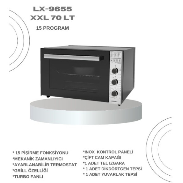 Luxell Lx-9655 70 Litre 2500 Watt 15 Fonksiyon Xxl Börekçi Fırın New Series