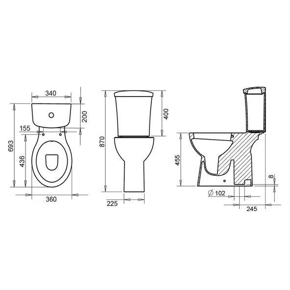 Turavit Engelli Beyaz Kanallı Alttan Klozet Takımı ENG1603, Nkp İpek Yavaş Kapak - Resim 2