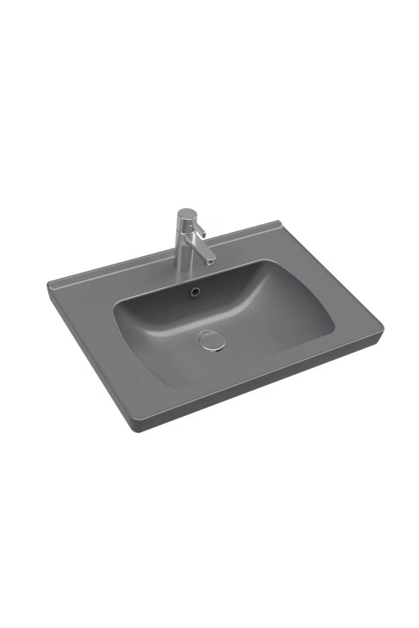 Seramiksan Saturn Mat Antrasit Etajer Uyumlu Lavabo 60 Cm A142011K