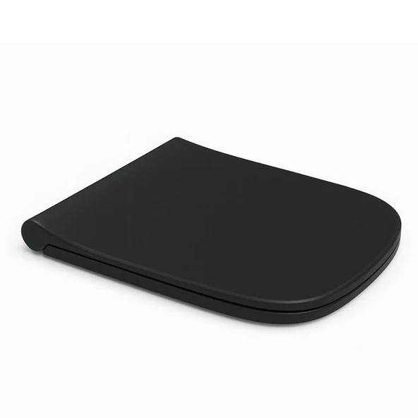 Turavit Rondo Mat Siyah Kanalsız Asma Klozet RND5512B, Turavit Rondo Duroplast Yavaş Kapak - Resim 4