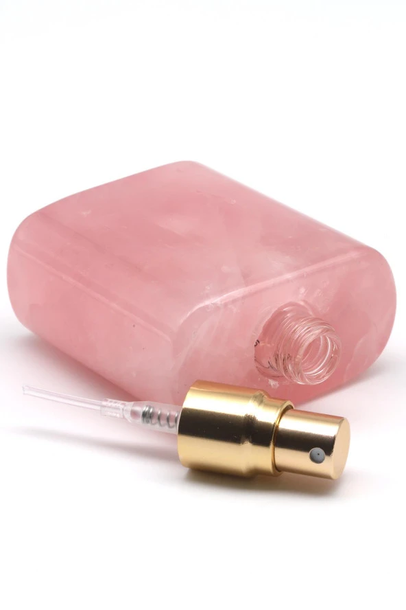 Pembe Kuvars Doğal Taş Parfüm Şişesi - 2