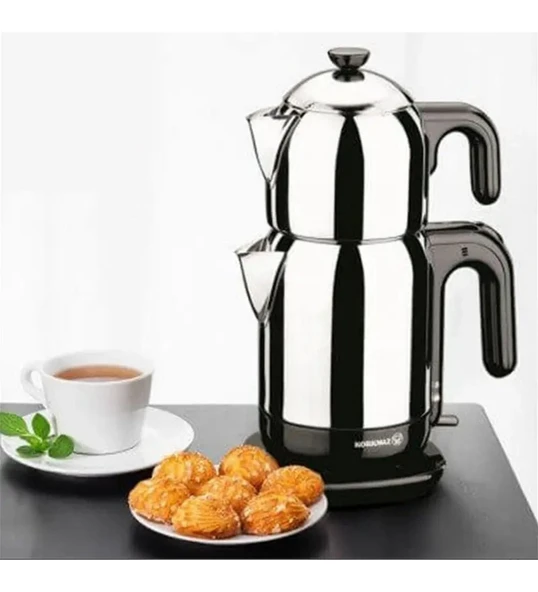 Korkmaz A369 Demtez Inox Siyah 1600 W Çelik Çay Makinesi