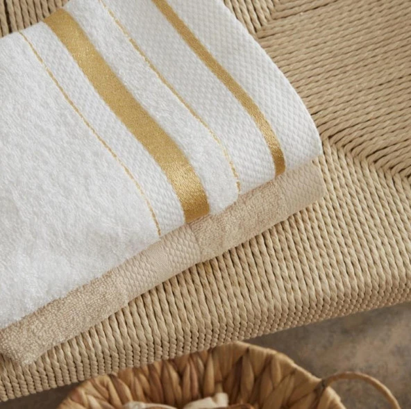 Karacahome Glory Lurex Gold Bej 9 Parça Aile Banyo Seti - 6