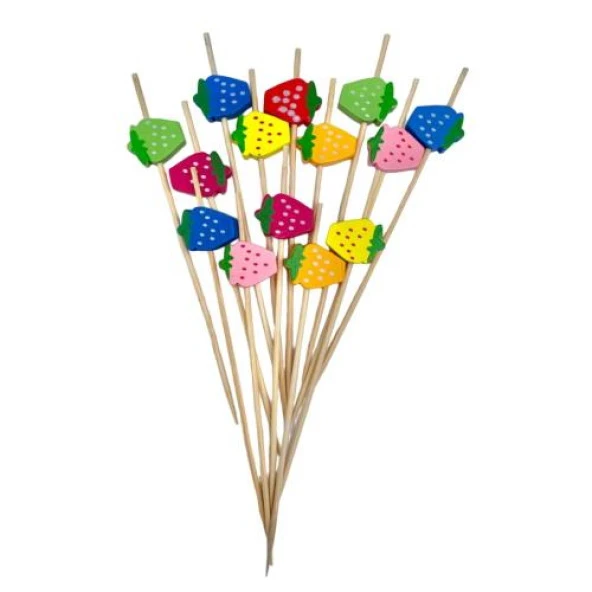 RENKLİ ÇİLEKLİ UZUN SUNUM KÜRDANI