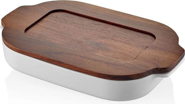 The Mia Woody Kapaklı Fırın Kabı 33 X 19 Cm