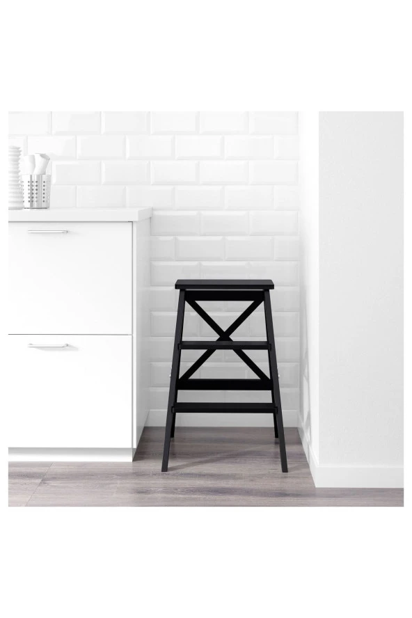 Bekvam Portatif Merdiven , Kayın Siyah Renk 63 Cm Katlanır Portatif - Resim 2