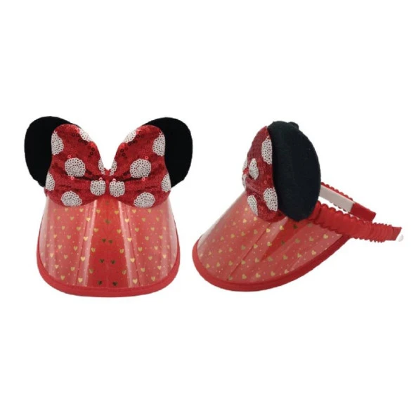 Minnie Pullu Model Şapkalı Taç Kırmızı 14x10 cm