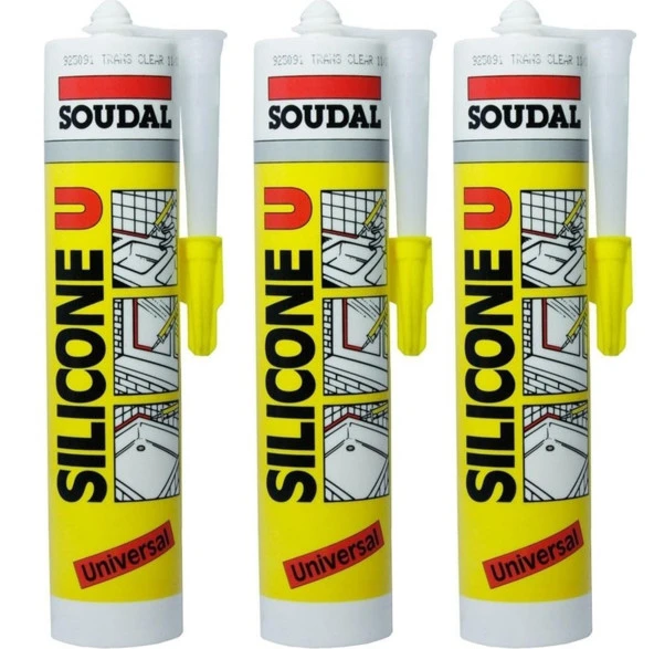 3 ADET SOUDAL ŞEFFAF SİLİKON 280 GR