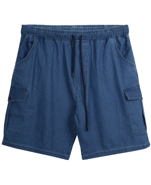 Erkek Büyük Beden 118-156 Kilo Arası İçin Uygun Kargo Cepli Kot Şort Antrasit - 2