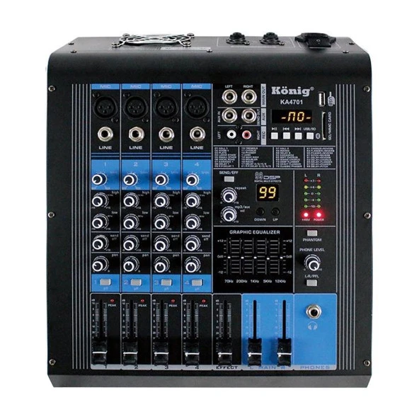 2X350 4 KANAL USB-SD-BLUETOOTH 5 BANT EQ-99 DSP EFK POWER MIXER KA-4701 (4353)