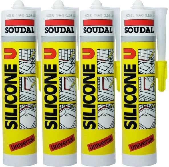 4 ADET SOUDAL ŞEFFAF SİLİKON 280 GR