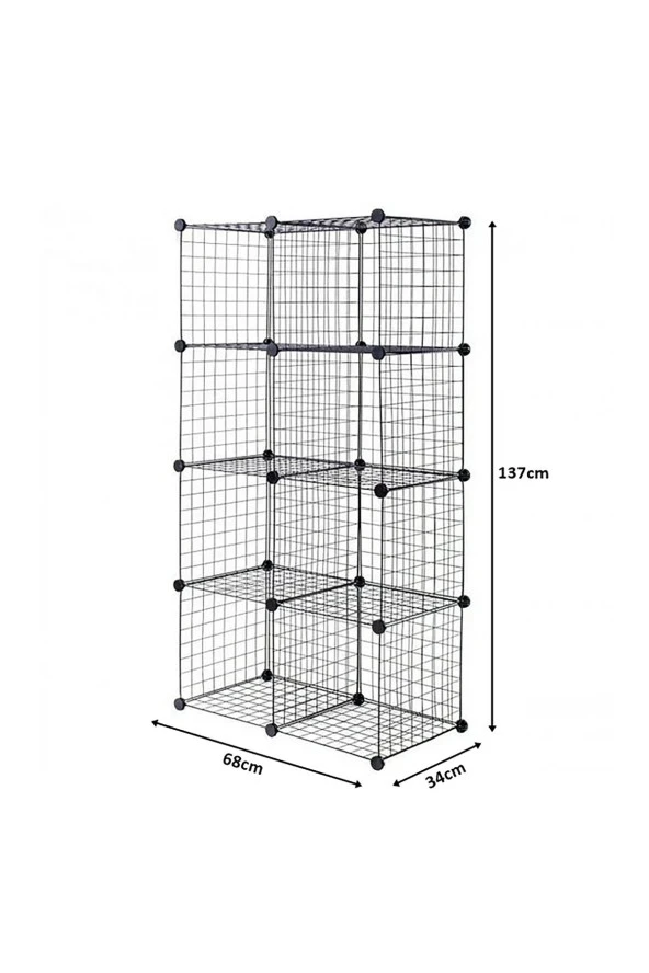8 Bölmeli Tel Küp Çok Amaçlı Organizer Raf Siyah 33cm Mutfak, Oyuncak, Kiler, Depolama Rafı - 6