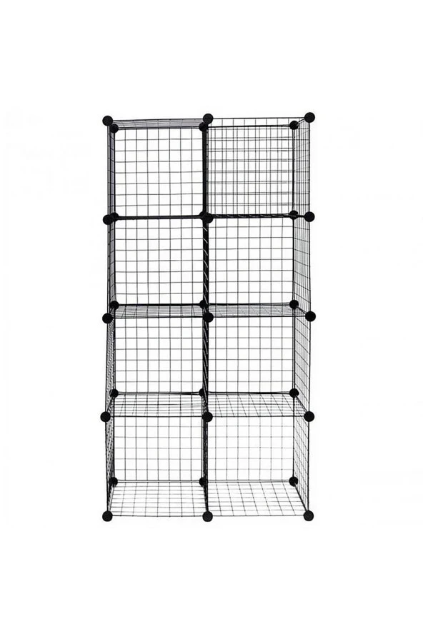 8 Bölmeli Tel Küp Çok Amaçlı Organizer Raf Siyah 33cm Mutfak, Oyuncak, Kiler, Depolama Rafı - 7