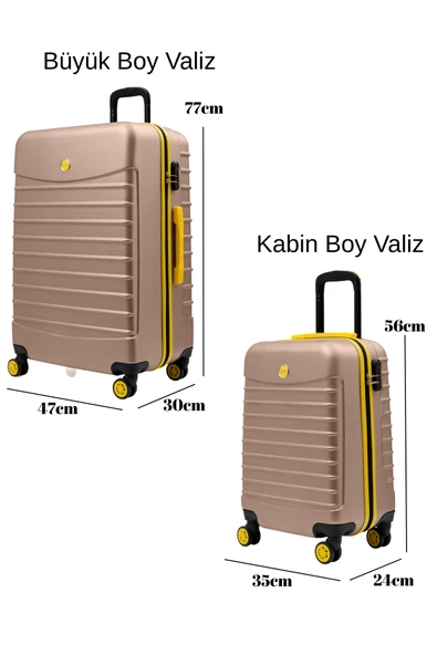 2'li Valiz Seti Büyük Boy - Kabin Boy Altın 1168 ürün görseli