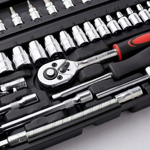 Premium 46 Parça Mini Lokma Takımı Otomatik Cırcırlı 1/4" Set Yüksek Kalite Kombinasyon Alet Seti - Resim 3