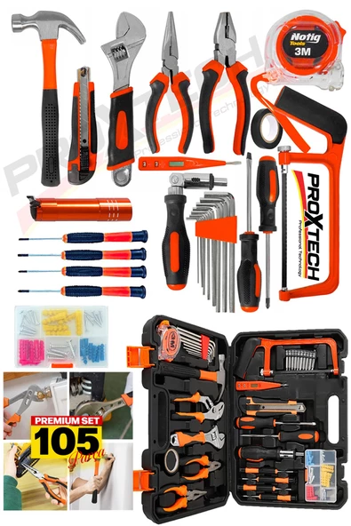 Premium 105 Parçalı Garaj Aracı Mekanik El Aletleri Seti Otomobil Araç Kombo Full Seti - 2