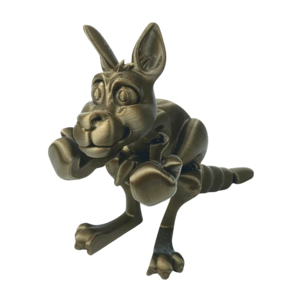 3D Hareketli Kanguru ve Yavrusu Figürlü Oyuncak - Altın Kahve