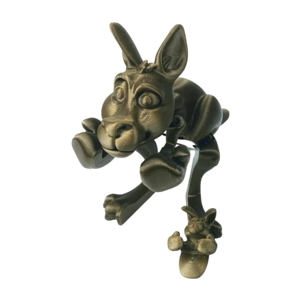 3D Hareketli Kanguru ve Yavrusu Figürlü Oyuncak - Altın Kahve - 2