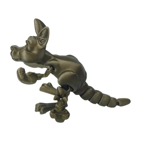 3D Hareketli Kanguru ve Yavrusu Figürlü Oyuncak - Altın Kahve - 3