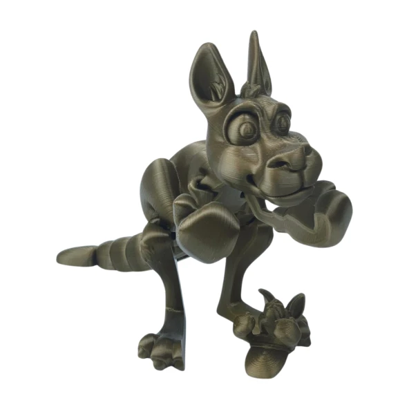 3D Hareketli Kanguru ve Yavrusu Figürlü Oyuncak - Altın Kahve - 4