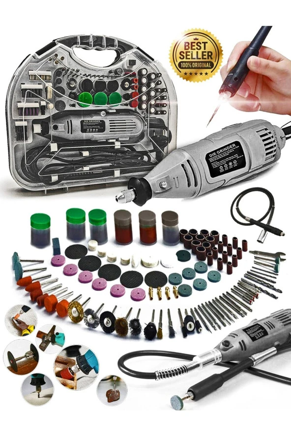 Pro 234pcs Multi 6 Kademe Devirli Çantalı Dramel Gravür Hobi , Esnek Şaft Mengene Hediye - 2