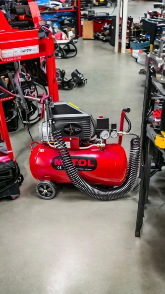 MYTOL 2HP 50 Litre 8Bar Boya ,Lastik Hava Kompresörü 15Mt Spiral Hortum Stoper Kit - 7