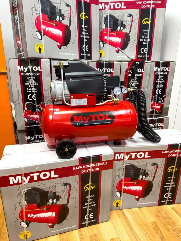 MYTOL 50 Litre Hava Kompresörü 2 Hp 8 Bar ve 5Li Havalı Set - 2